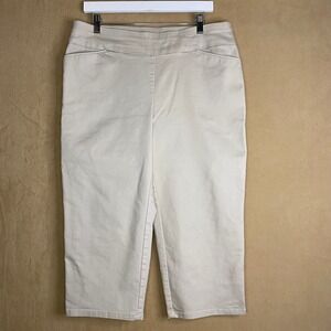 Croft & Barrow Effortless Stretch Capri Pants Women's Size 14 Beige Casual EUC‎